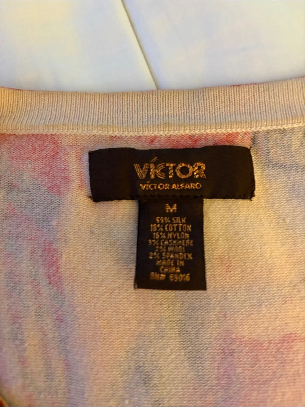 Vintage Victor Alfaro Orange/Brown Abstract Knit Cardigan Size M Silk Blend